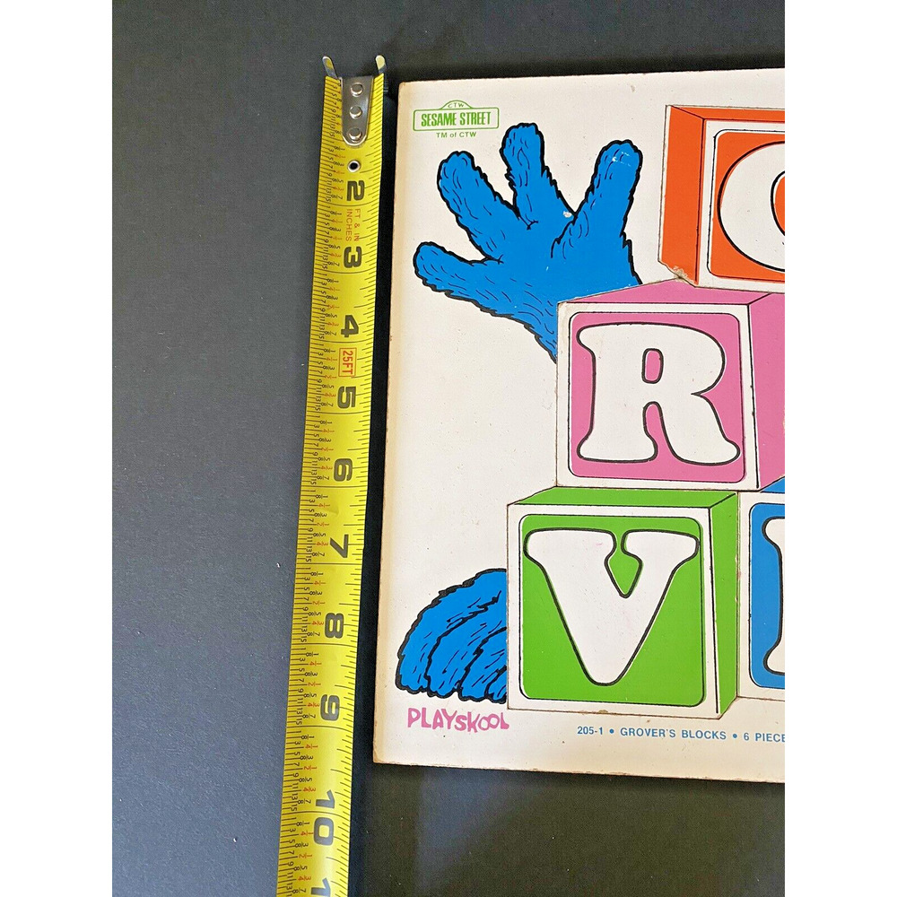 Vintage Playskool 1974 Sesame Street Grover Wooden Wood Puzzle Blocks Letters - Picture 6 of 9